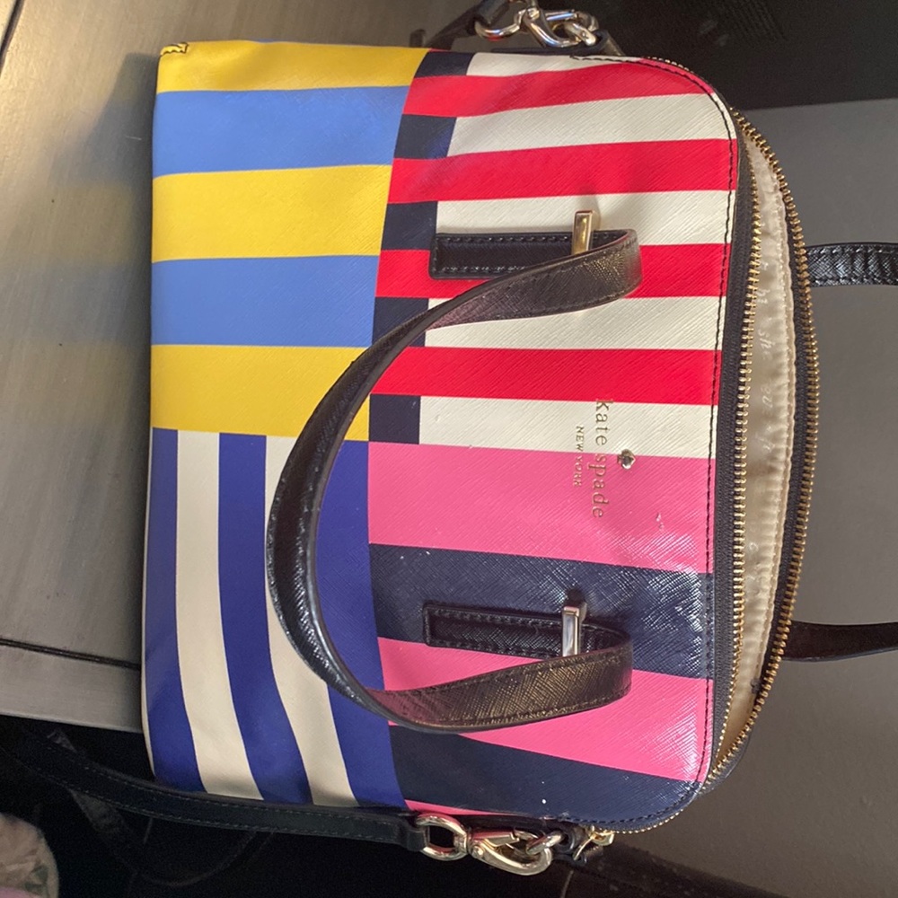 Vintage Kate spade striped pleather handbag/purse